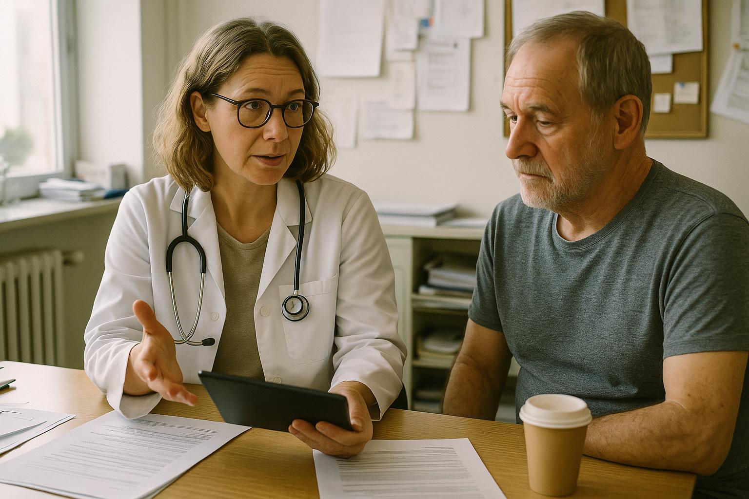 Ärztin im Gespräch mit Patient